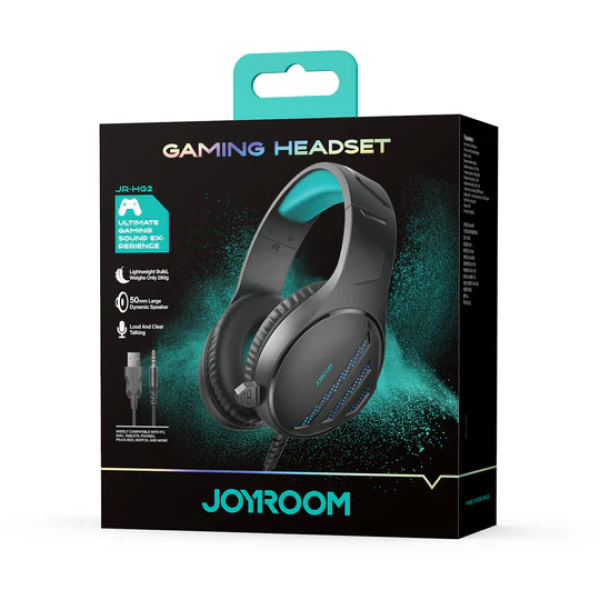 Auriculares Gamer JOYROOM JHead JR-HG2 con Cable – Over-Ear, Sonido Envolvente, Micrófono, Luz LED Azul