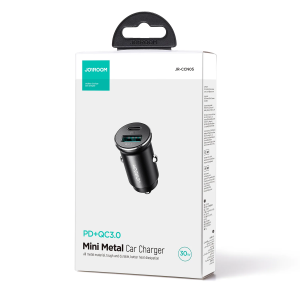 Cargador de Coche Metálico JOYROOM JR-CCN05 Mini – 30W, Doble Puerto (USB-A + USB-C)