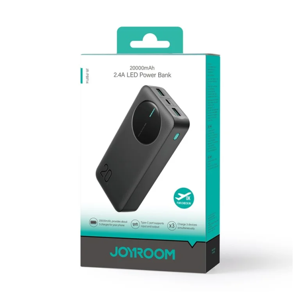 Power Bank Joyroom JR-PBF14 20,000 mAh con LED, 2.4A – Negro