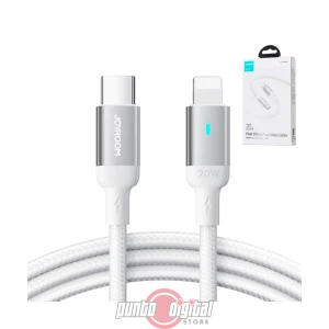 Cable Joyroom Serie A10 USB-C a Lightning, 20W, 1.2 m con Indicador LED – Blanco
