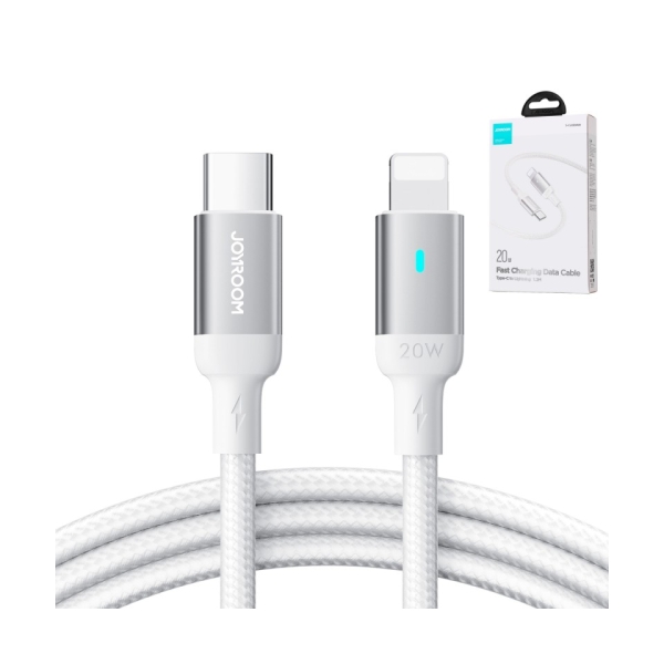 Cable Joyroom Serie A10 USB-C a Lightning, 20W, 1.2 m con Indicador LED – Blanco