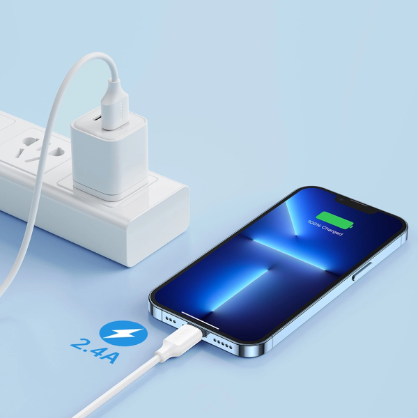 Cable Joyroom Serie Long-Lasting A9 con Conectores USB-A / Lightning, 2.4A, 1m - Blanco - Imagen 4