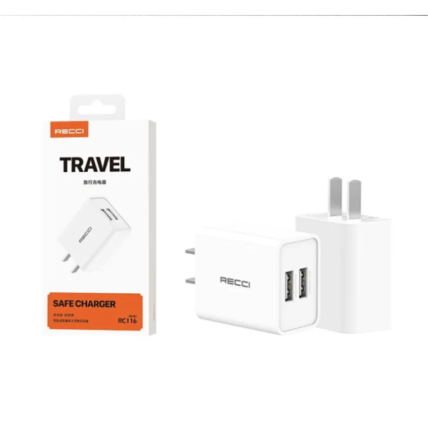Adaptador Recci RC116 con doble puerto USB-A
