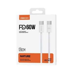 Cable Recci RS13CC Tipo-C a Tipo-C – Carga Rápida 60W