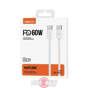 Cable Recci RS13CC Tipo-C a Tipo-C – Carga Rápida 60W