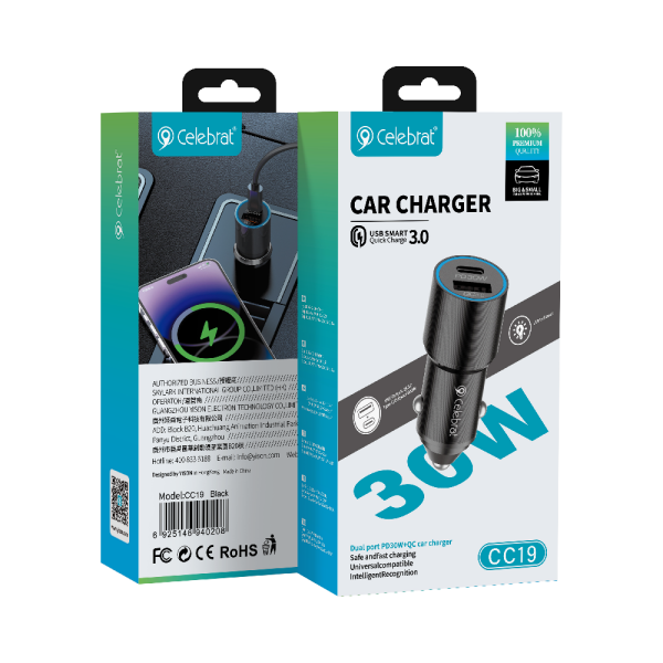 Cargador carro USB + C
