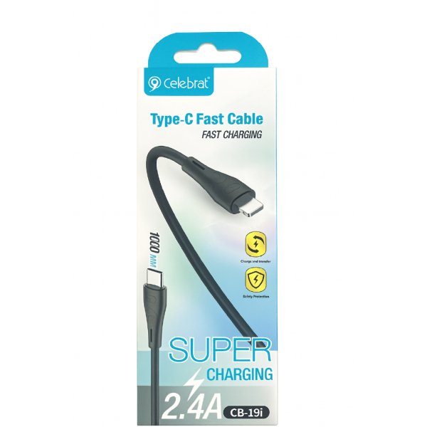 Cable Celebrat CB-19i Type-C 2.4A Super Charging