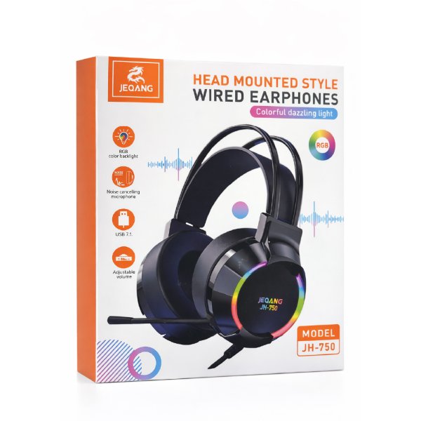 Audífonos Gamer Jh-750 Con Micrófono Y Luces Led