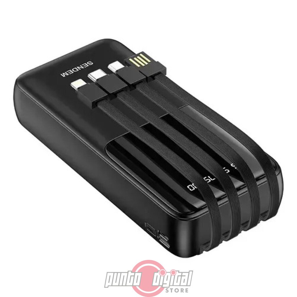 Power Bank Cargador portaitl Sendem P29  – Todo en Uno con 4 Cables Integrados