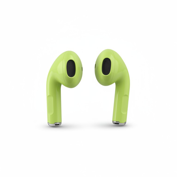 imagen detallada de audifonos bluetooth verdes