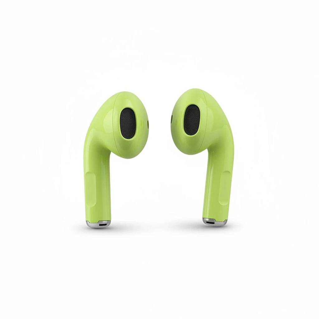 imagen detallada de audifonos bluetooth verdes