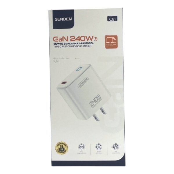 Cargador Sendem C81 (240W) – Tecnología GaN de Carga Ultra Rápida - Imagen 4