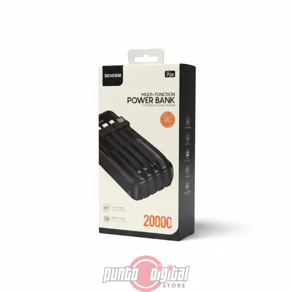 Power Bank Cargador portaitl Sendem P29  – Todo en Uno con 4 Cables Integrados - Imagen 4