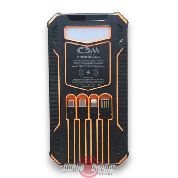 Power Bank Solar CDM PBCS-01 Carga Inalámbrica y Energía Renovable