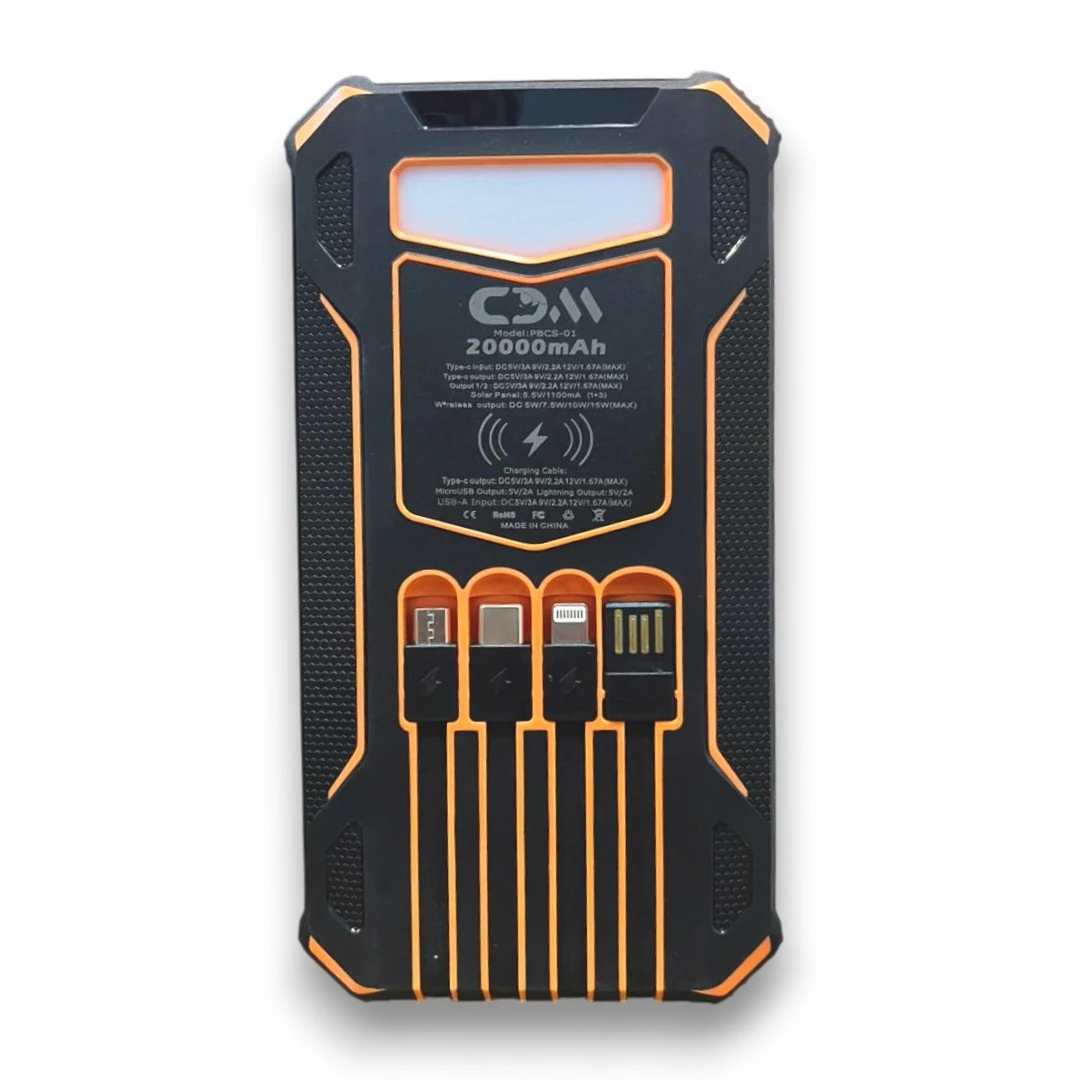Power Bank Solar CDM PBCS-01 Carga Inalámbrica y Energía Renovable