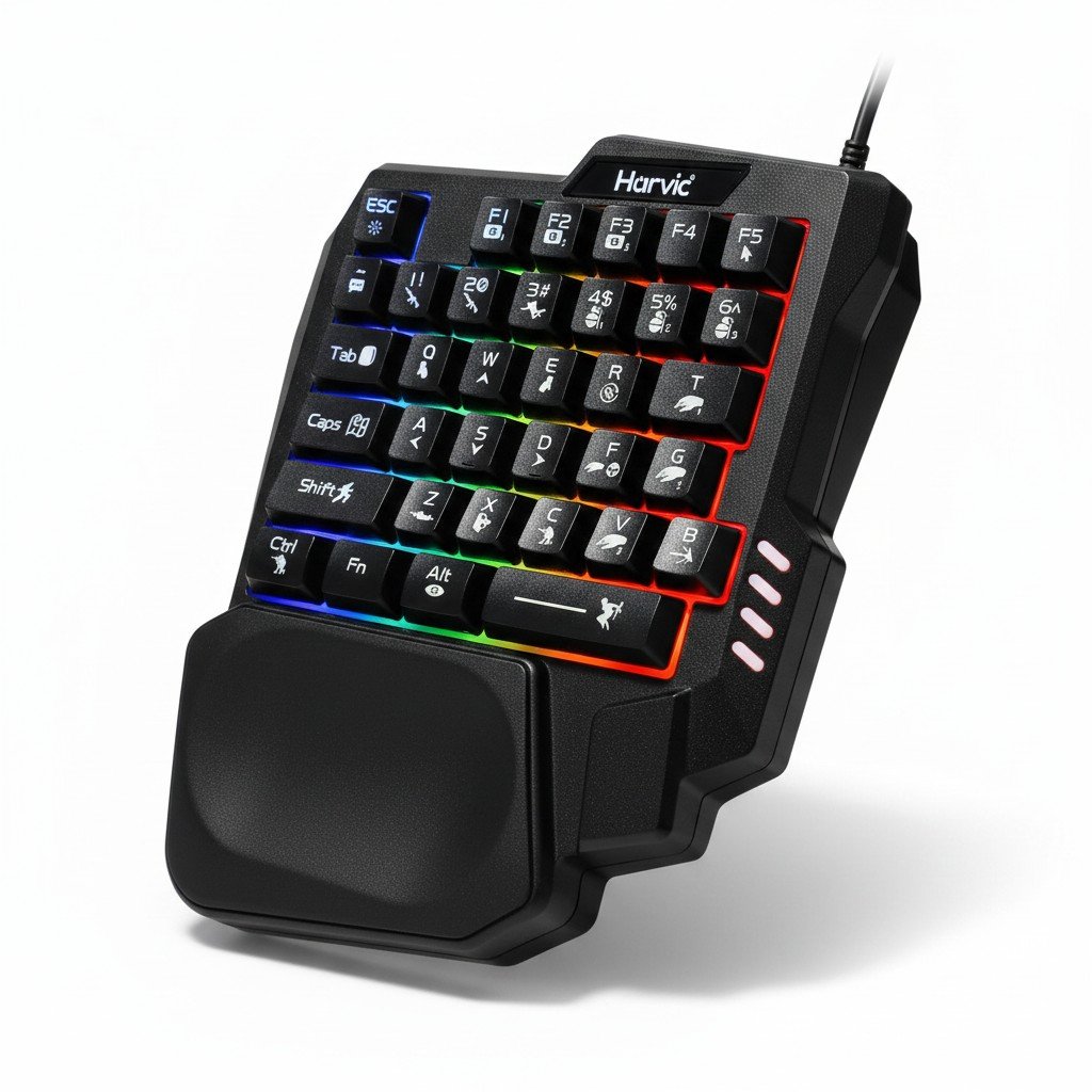 Teclado Gaming HARVIC TCB-447 - Mini Teclado de Una Mano