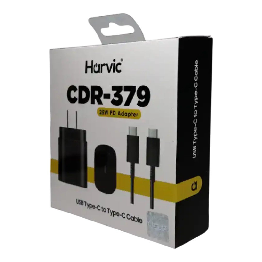 Adaptador de Carga Rápida Harvic CDR-379 (25W) con Cable USB-C a USB-C - Imagen 4