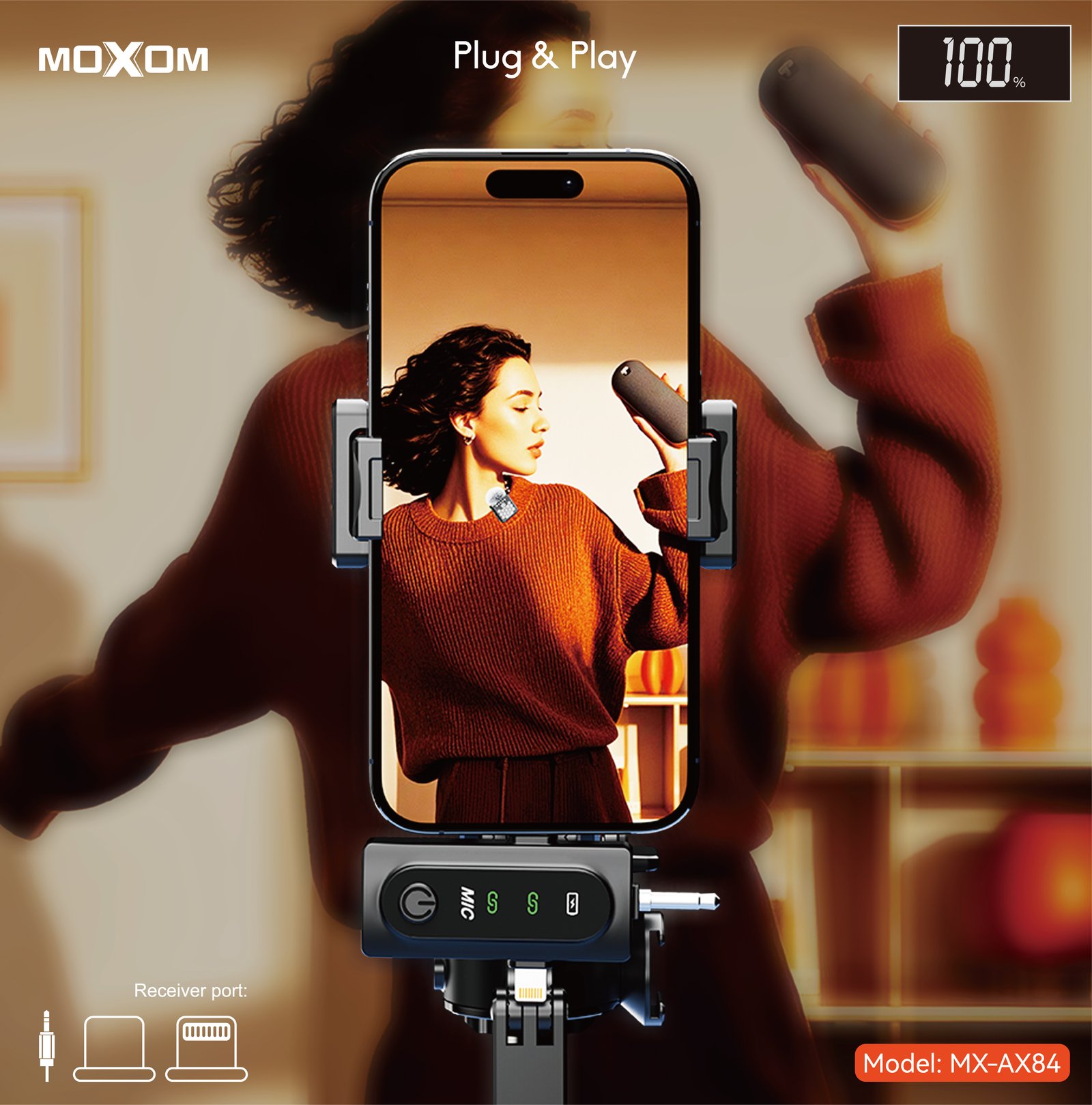 Micrófono Inalámbrico Dual Moxom (MX-AX84) – Calidad Profesional y Reducción de Ruido - Imagen 4