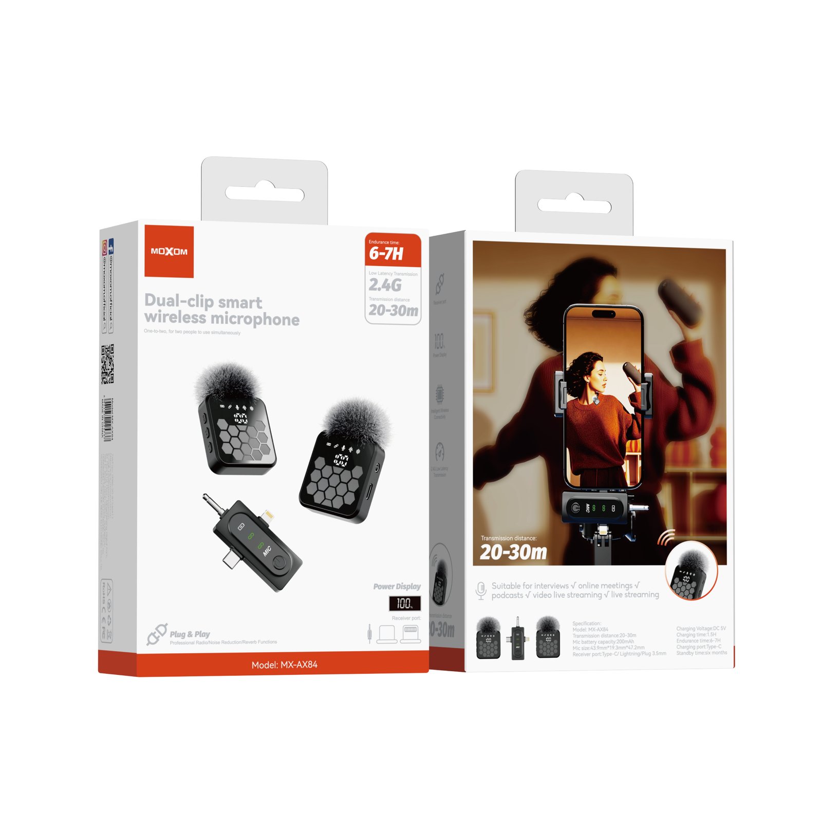 Micrófono Inalámbrico Dual Moxom (MX-AX84) – Calidad Profesional y Reducción de Ruido - Imagen 5
