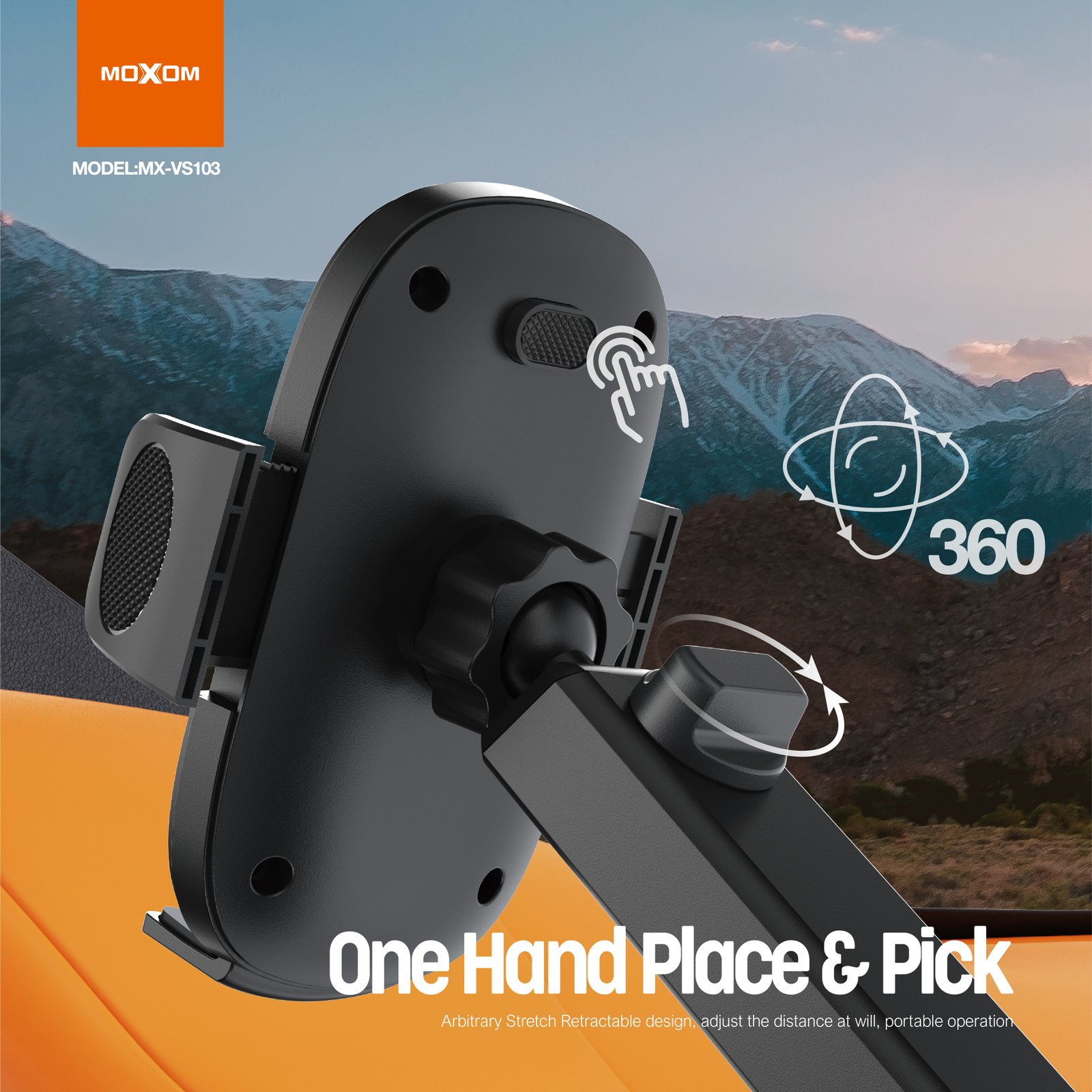 Soporte para Carro Moxom MX-VS103 – Rotación 360° y Agarre Extremo - Imagen 4