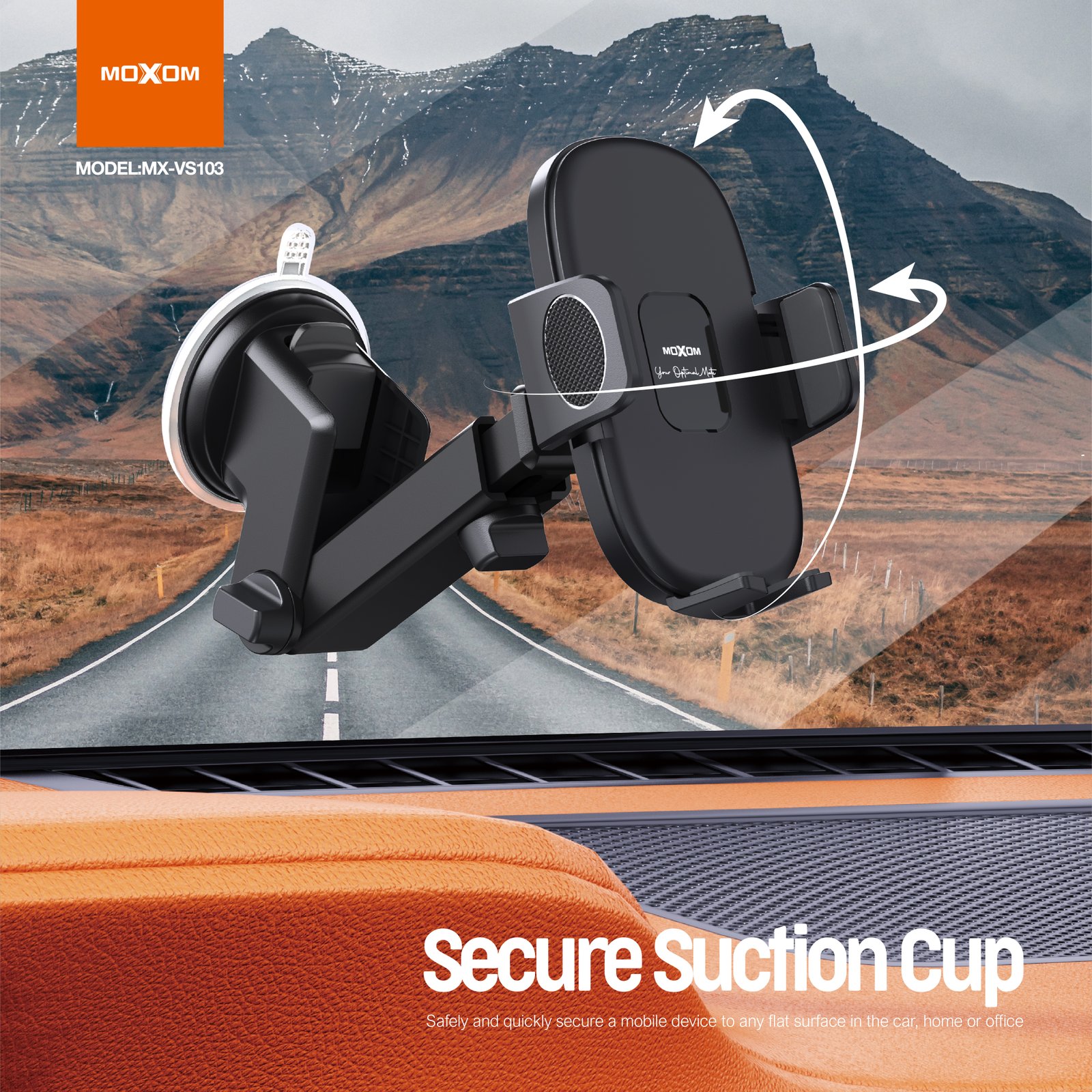 Soporte para Carro Moxom MX-VS103 – Rotación 360° y Agarre Extremo - Imagen 6