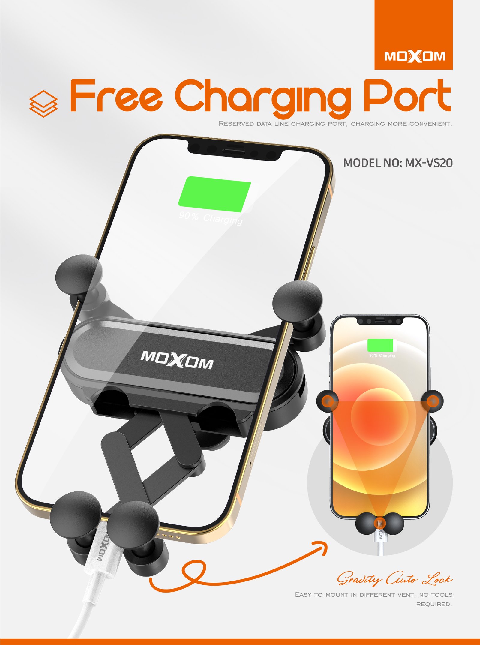 Holder para carro Moxom MX-VS20 rejilla de ventilacion con gravedad - Imagen 2