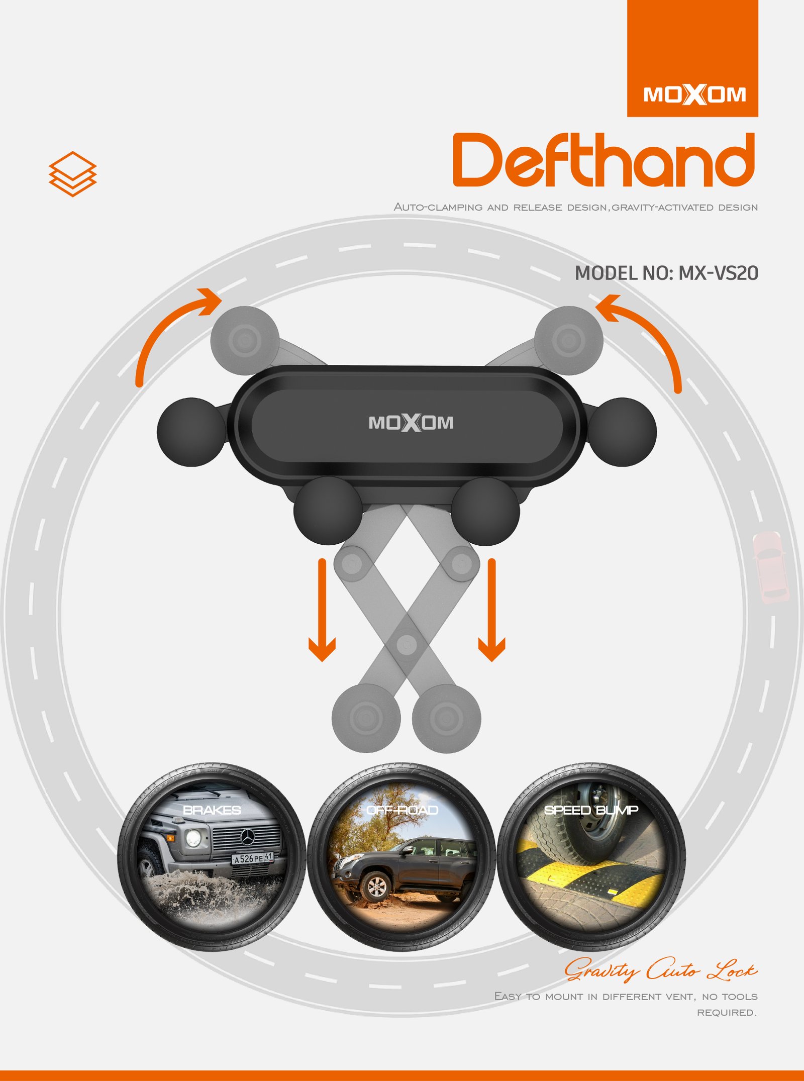 Holder para carro Moxom MX-VS20 rejilla de ventilacion con gravedad - Imagen 3
