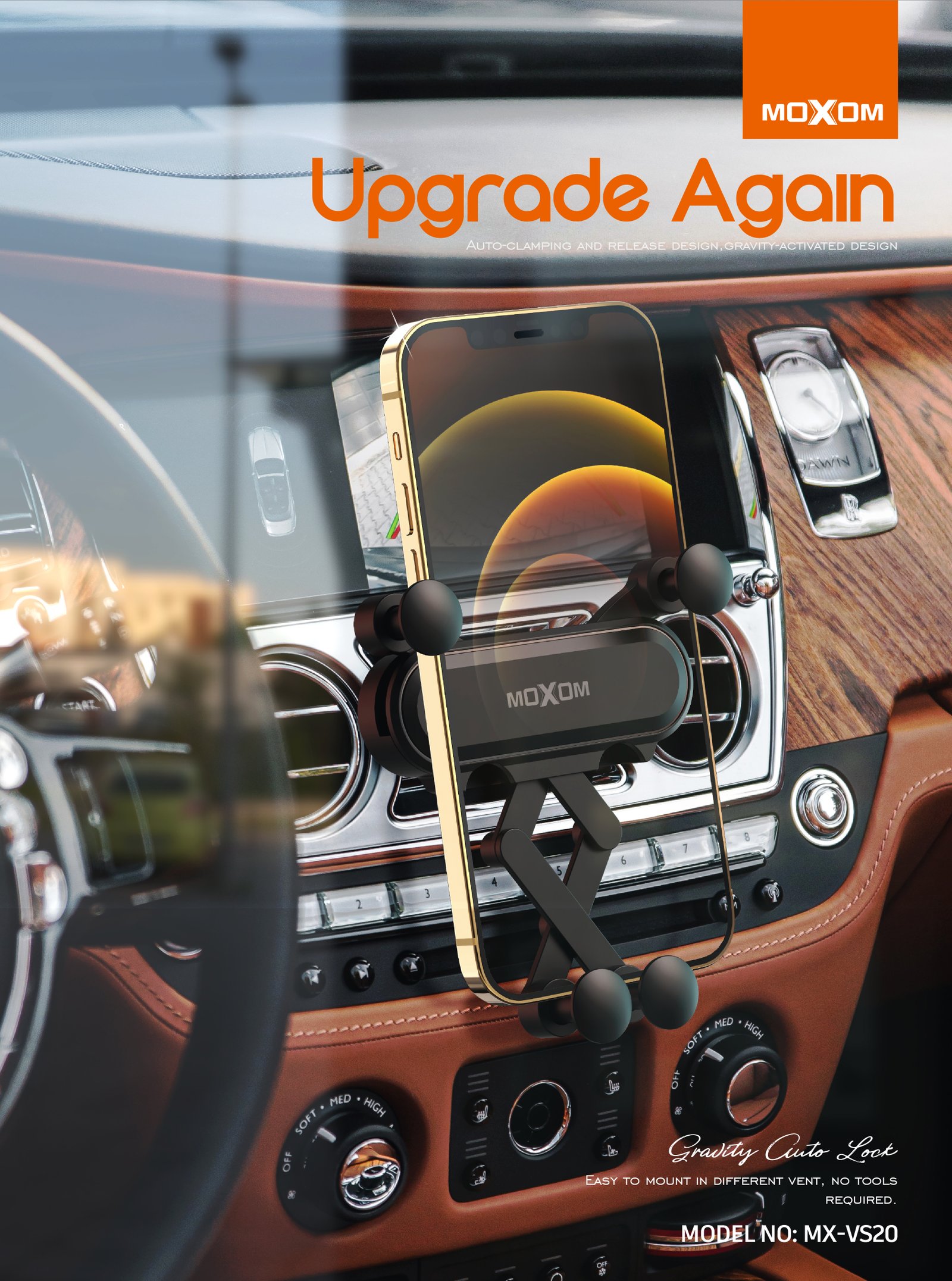 Holder para carro Moxom MX-VS20 rejilla de ventilacion con gravedad - Imagen 4