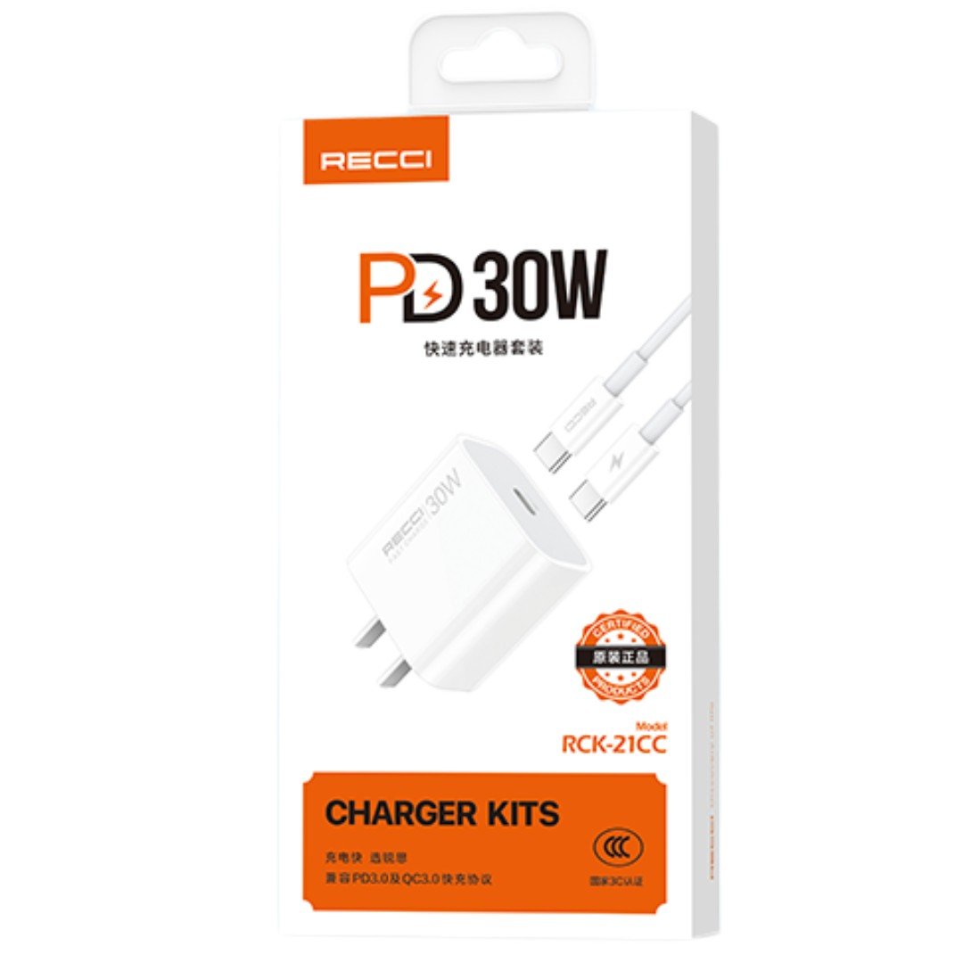 Cargador Recci RCK-21CC 30W USB-C con Cable - Imagen 2