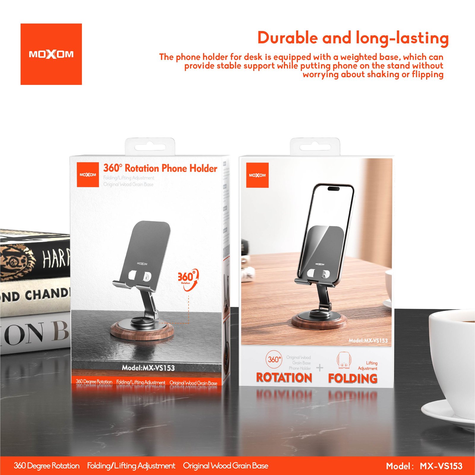 Soporte de Escritorio Moxom MX-VS153 – Rotación 360° y Diseño Premium - Imagen 2