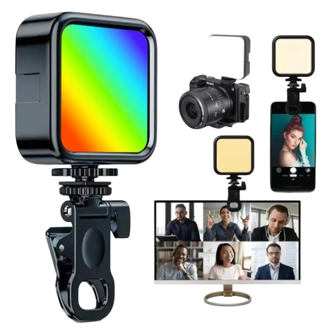 Panel de Luz LED RGB AY-83 Recargable con Clip