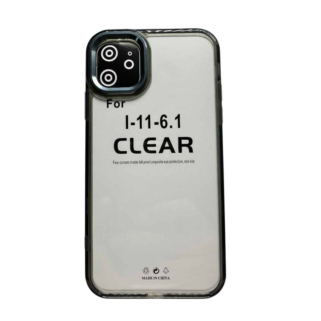 Estuche Transparente Borde Color con Refuerzo Metálico para iPhone