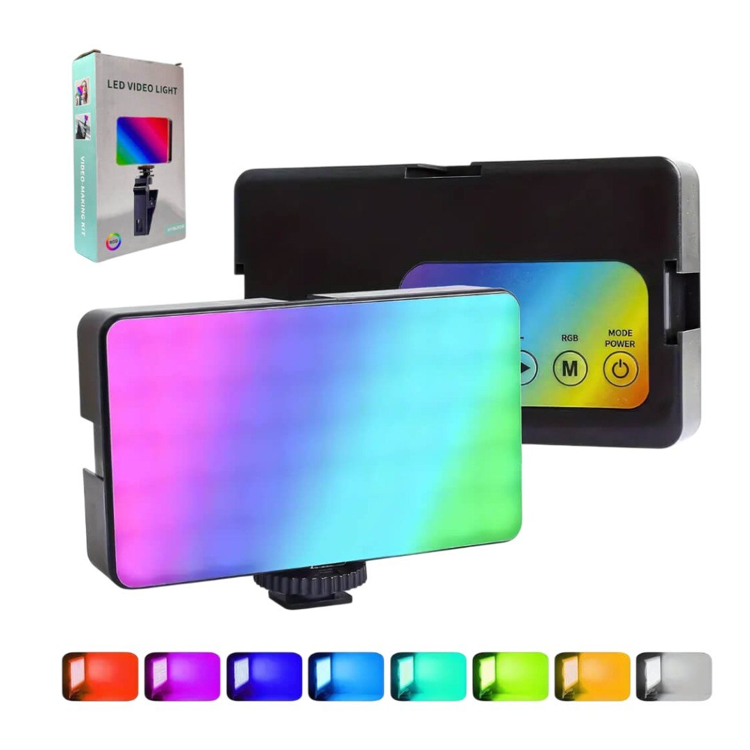 Luz LED de Video AY-96JSSR RGB Recargable con Clip