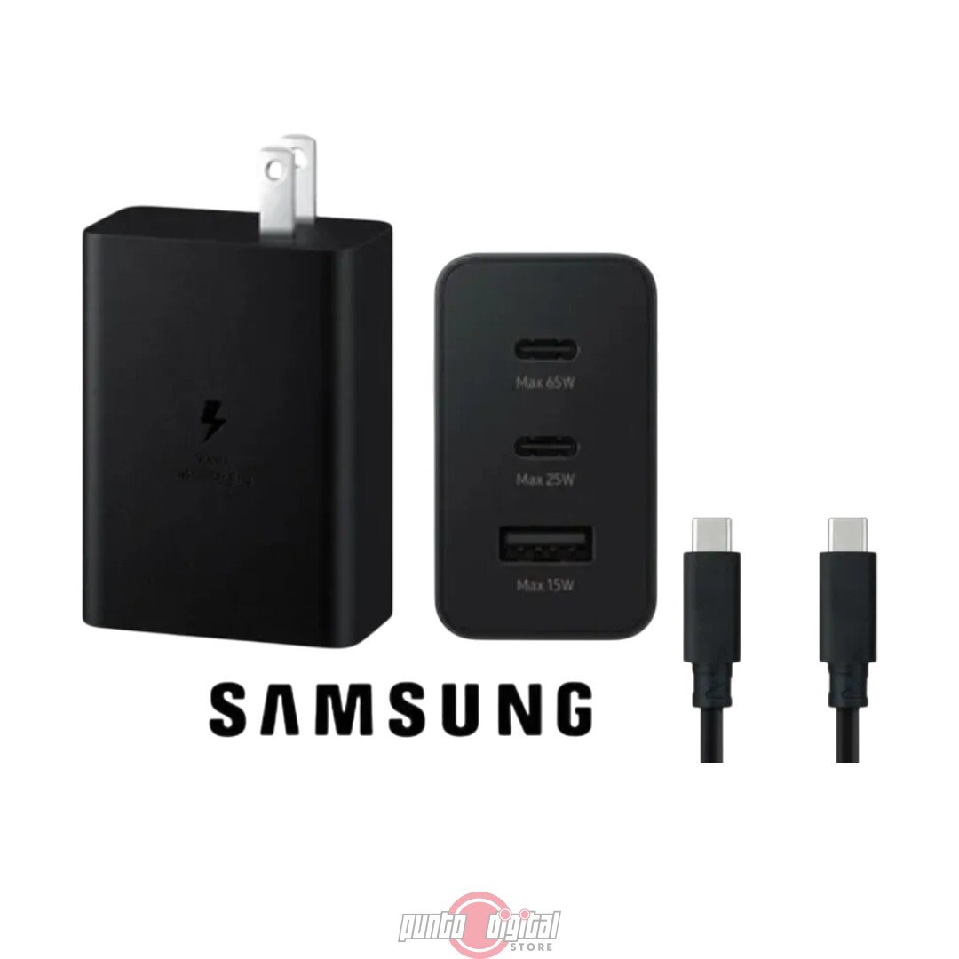 Cargador Samsung 65W PD Power Adapter Trio con 3 Puertos (2 USB-C + 1 USB-A) - Imagen 2