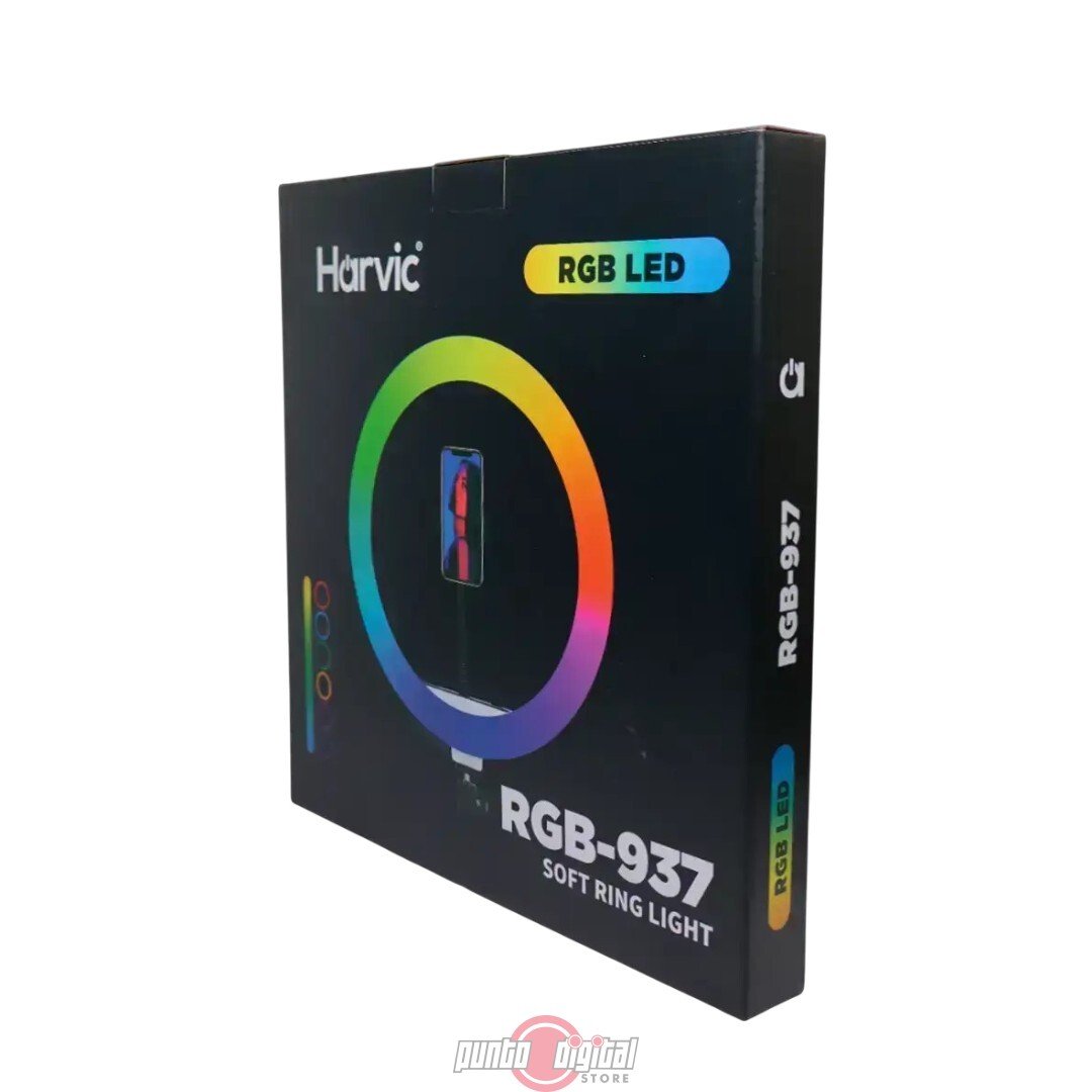 Aro de Luz Profesional Harvic RGB 397 de 33 cm con Trípode - Imagen 3