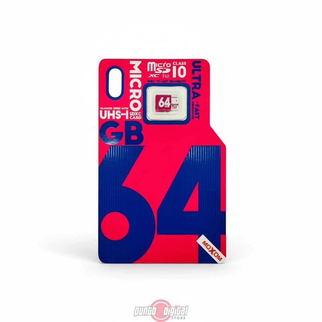 "Memoria Micro SD Moxom 64GB Clase 10 UHS-I Alta Velocidad "