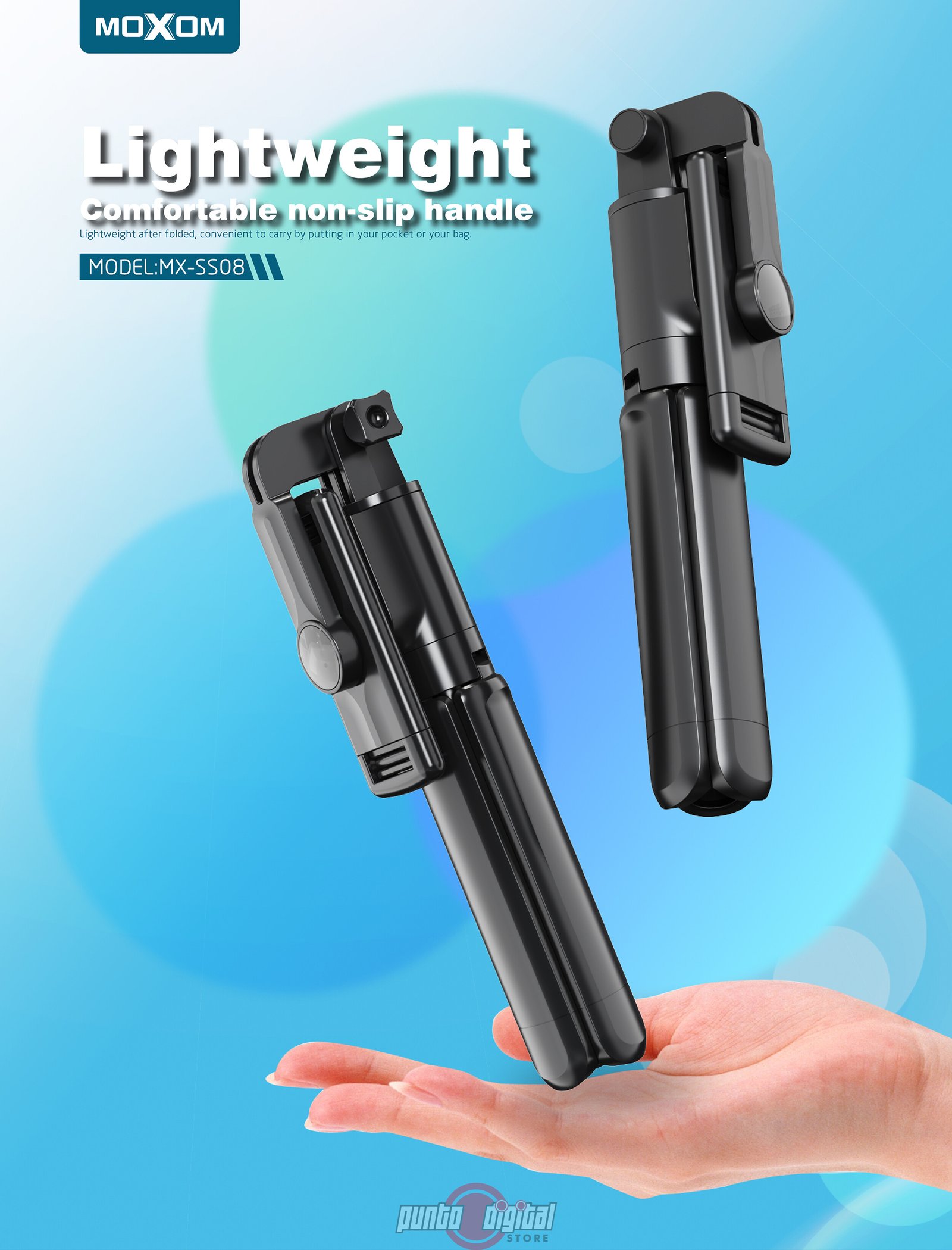 Selfie Stick Moxom SS08 3 en 1 con Trípode y Control Remoto Bluetooth - Imagen 2